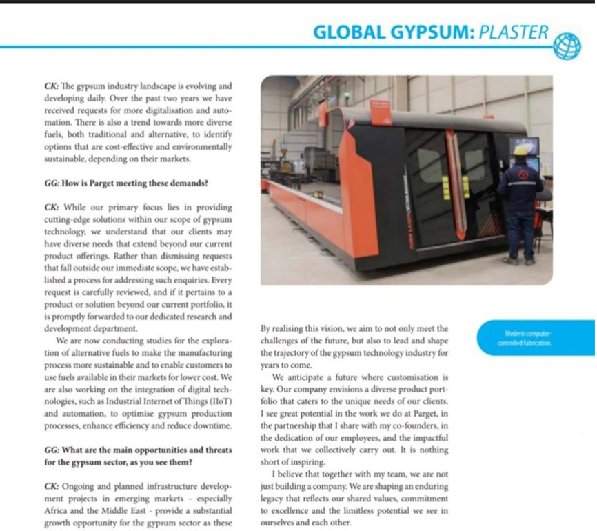 Parget Makina интервью с журналом Global Gypsum