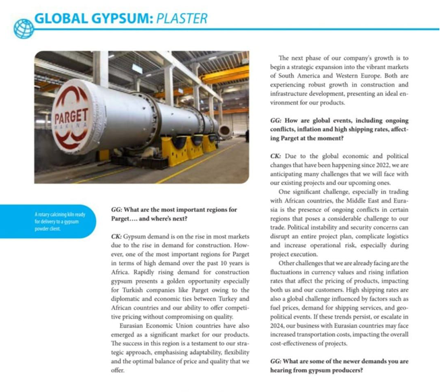 Parget Makina интервью с журналом Global Gypsum